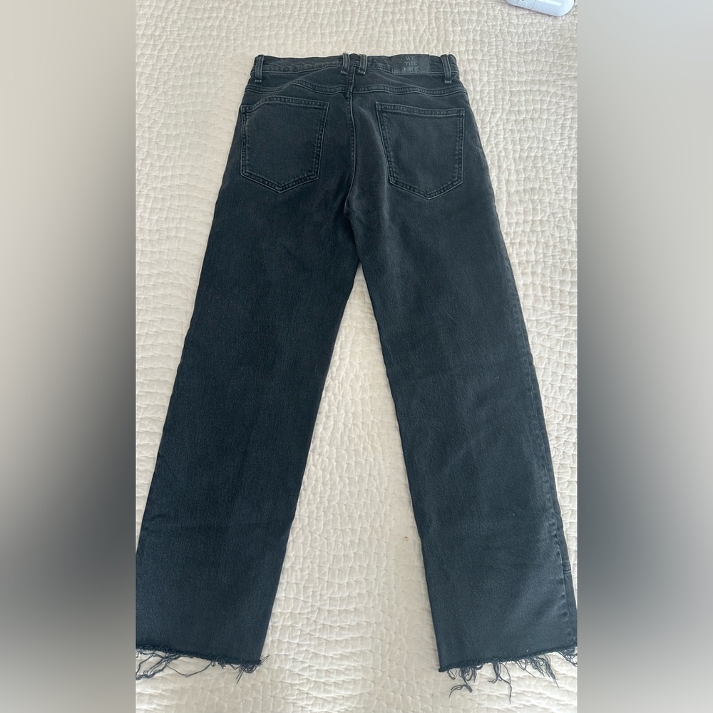 Free People Black Straight Leg Jeans with Frayed Hem size 27 - Picture 3 of 4